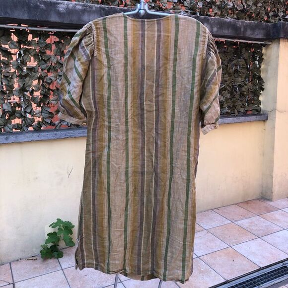 Luisa Spagnoli Linen Italian Dress in Neutral Stripes, Size Medium* - Picture 2 of 8